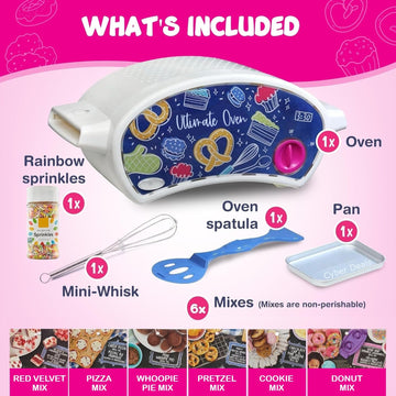 Generic Easy Bake Oven Ultimate Baking Bundle - 10 Piece Set, Plastic, White/Blue, Includes 6 Mixes & Rainbow Sprinkles for Kids 8+
