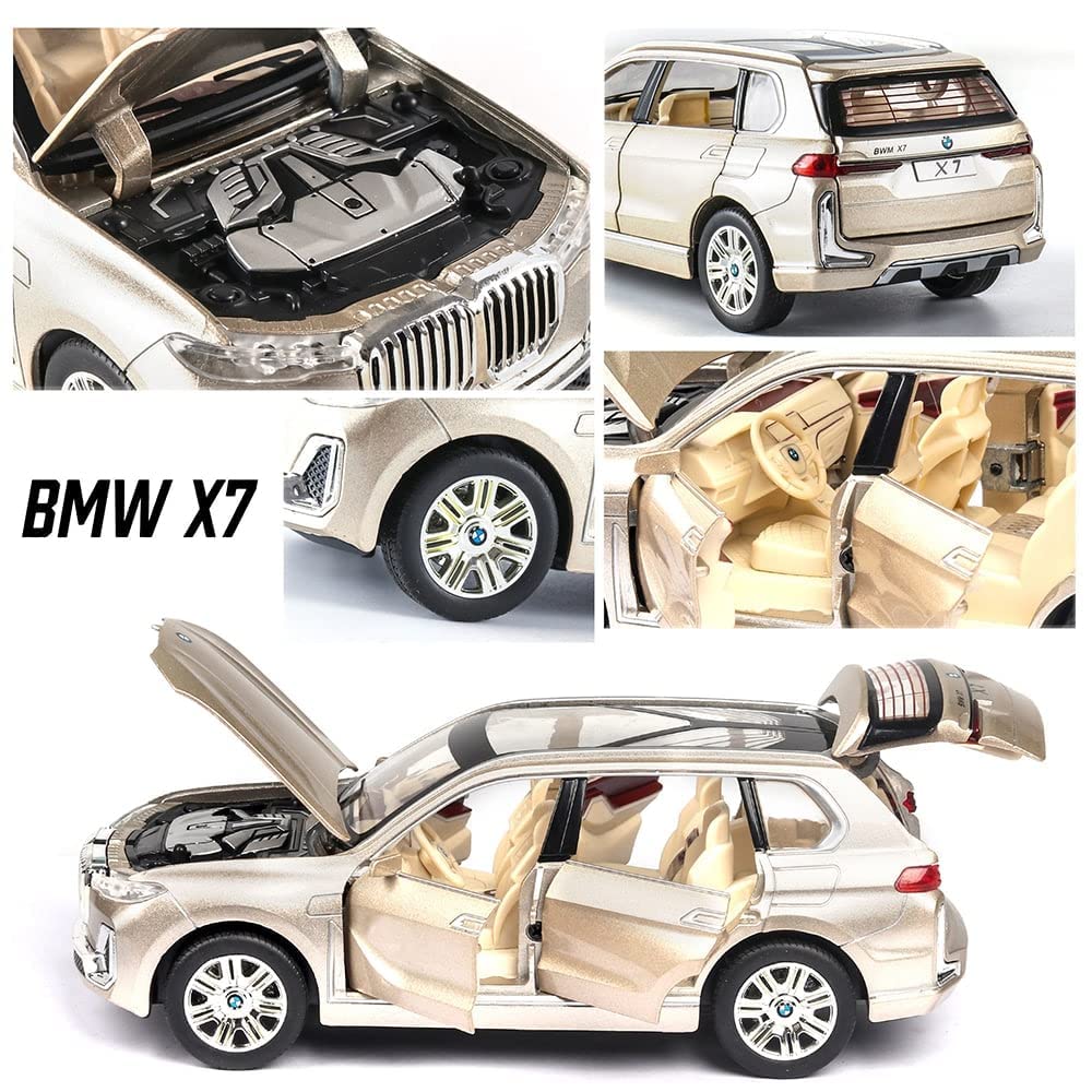 Adlon Car 4 Wheel Drive Metal Car Pull Back with Open Doors, Engine Cover, Front and Rear Light & Music Great Gift for Boys and
