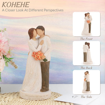 Kohehe Couple Gifts, Anniversary Couple Gift For Women, Wedding Engagement Gifts For Couple, 6.7' Couple Figurines Gift For Birthday Valentines Day Christmas(Couple-Figurine)
