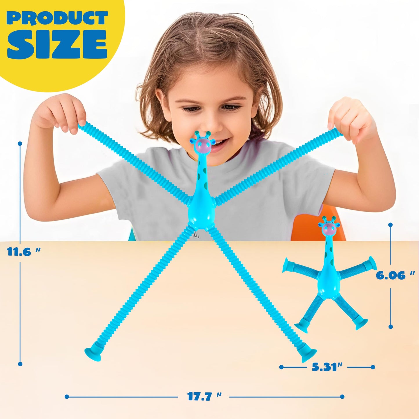 JOYIN 4 Pcs Pop Tubes Suction Cup Giraffe Toys, Autism Sensory Gifts Fidget Toys for Kids Toddler Boys Girls Year Ages 3 4 5 6 7