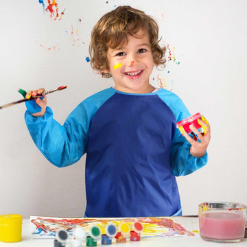 Tskcos Kids Toddlers Art Smock 2 Pack, Waterproof Kids Painting Apron with Long Sleeve & Pockets, Children Artist Smock for Kids