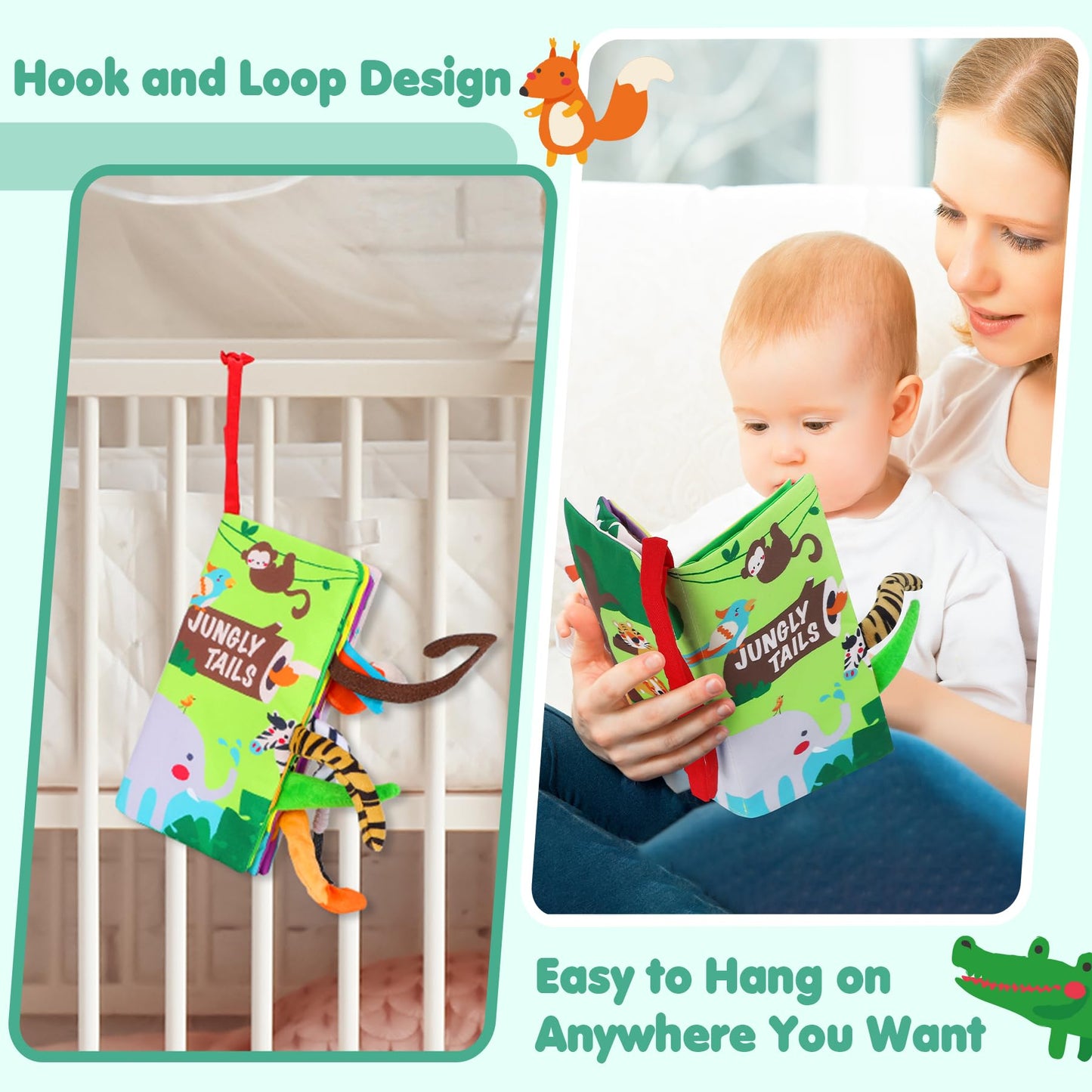 Beiens Baby Books Toys, Touch And Feel Crinkle Cloth Book For Infant Baby 0-3-6-12-18 Months, Early Development Interactive Stroller Soft Toys, Shower Gifts Christmas Stocking Stuffers For Boys Girls