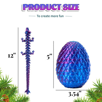 3D Printed Dragon Egg With Dragon Inside, Easter Eggs Articulated Mystery Crystal Dragon, Adults Fidget Toys Fo For Autism/Adhd, Easter Basket Stuffers Desk Toys For Home Office Decor(Purple)