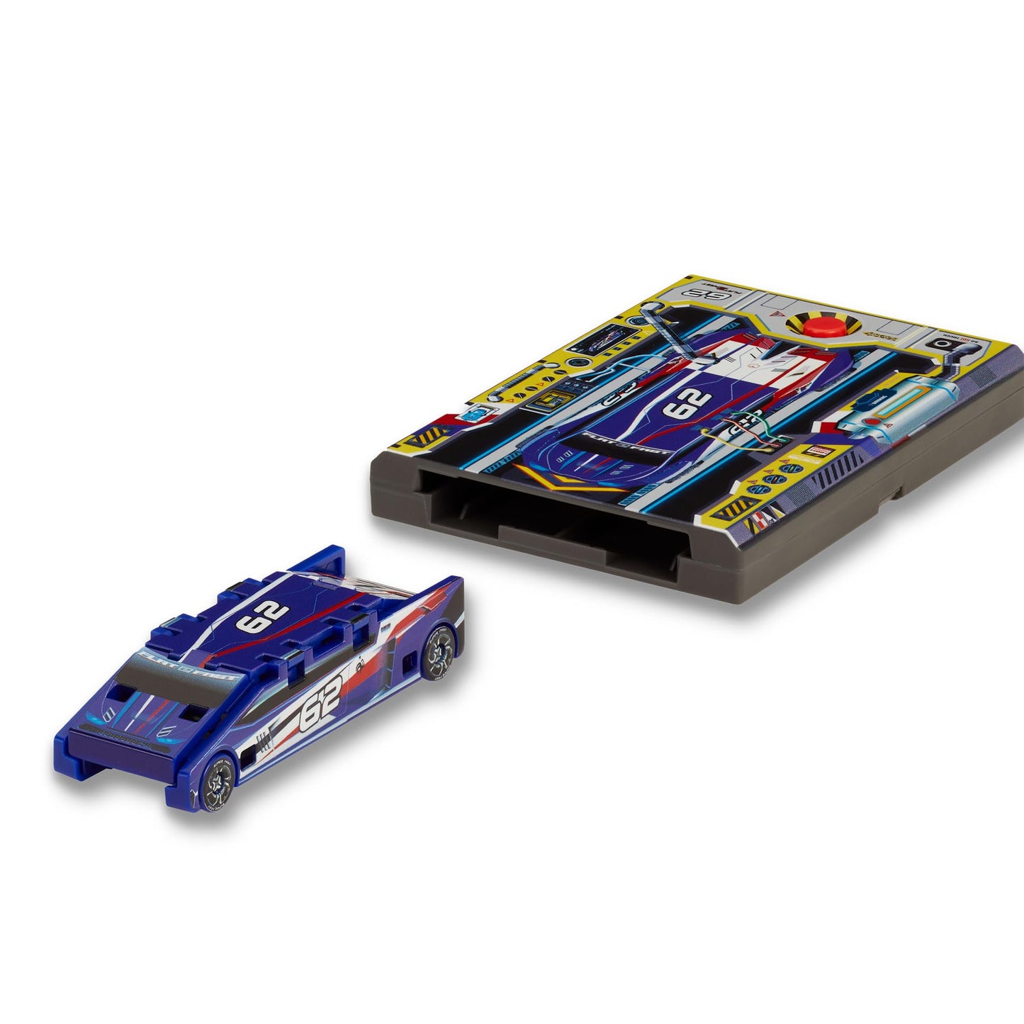 FLAT 2 FAST Blue 62 Card Racer - Pocket-Sized Racecar Toy for Ages 5+ | Load, Launch, Race | Medium Size