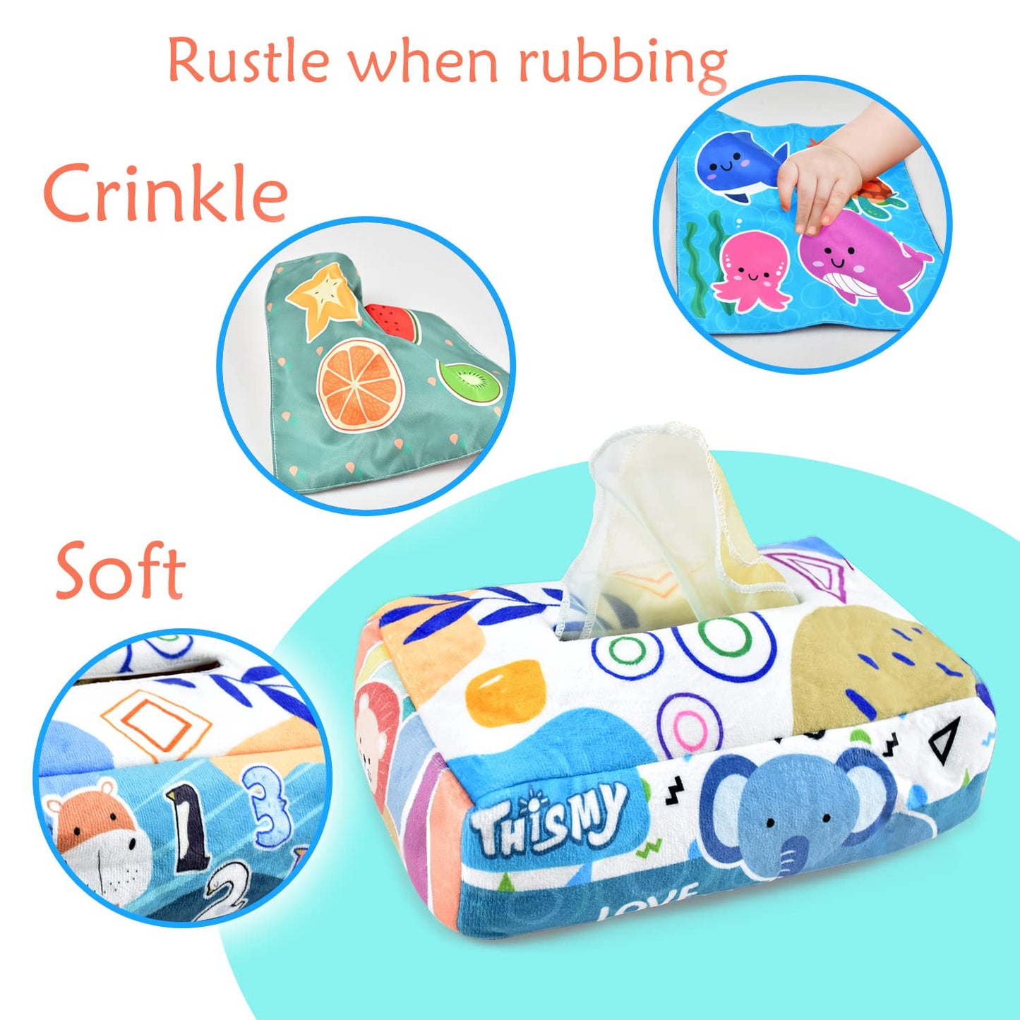 Baby Toys 6-12 Months Tissue Toy Montessori Toy For Babies 6-12 18 Months, Soft Contrast Crinkle Sensory Toys For Toddlers