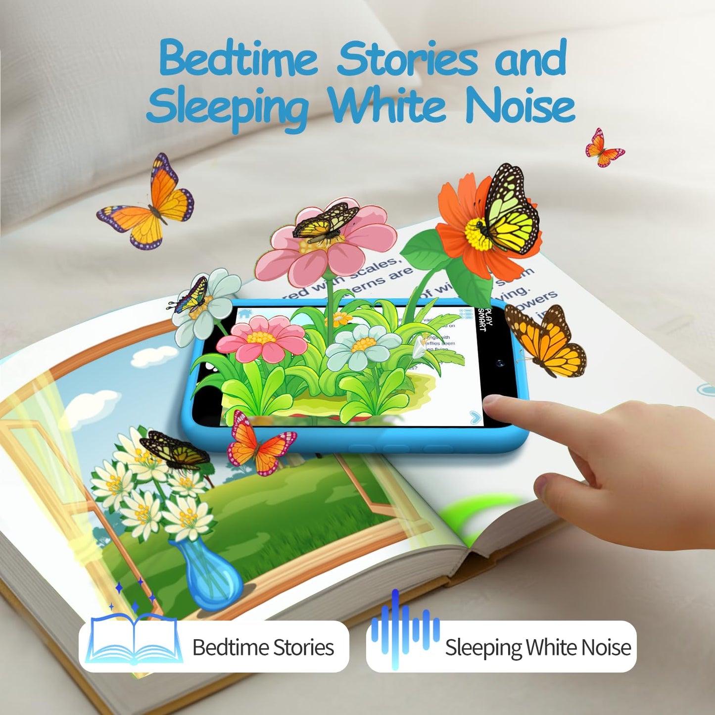 MOMILLA Kids Smart Phone - Dual Camera, 3.97" Touchscreen, 200+ Games, Silicone, Blue, PlaySmart, Ages 3-8, Learning Toy