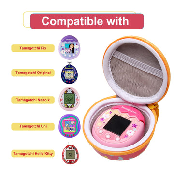 Ltgem Case Compatible With Tamagotchi Pix/Tamagotchi Original/Tamagotchi Nano X/Tamagotchi Hello Kitty/Tamagotchi Uni,Storage Protective Carrying Electronic Pets Case With Lanyard Neck Strap(Red)