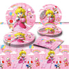 GYSIXGAOSU 41Pcs Princess Peach Birthday Decorations, 20 Plates, 20 Napkins and 1 Tablecover for Princess Peach Birthday Party S