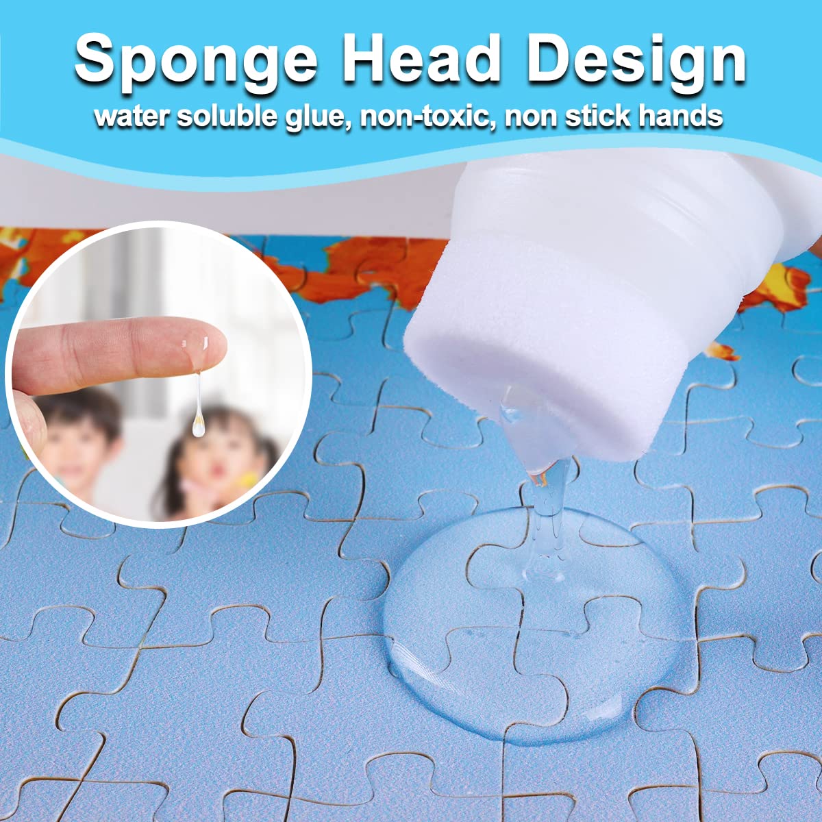 Newest Jigsaw Puzzle Glue Clear With Sponge Head Applicator, Puzzle Saver Frame For 1000/1500/3000 Pieces Puzzle Of Paper & Wood
