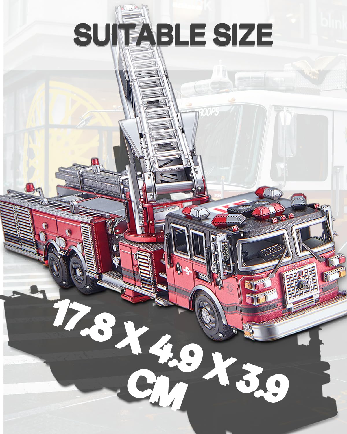 Piececool 3D Metal Puzzles For Adults, Ladder Truck Fire Engine Model Kits Building, Challenge To Assemble Diy Craft Kits, Best