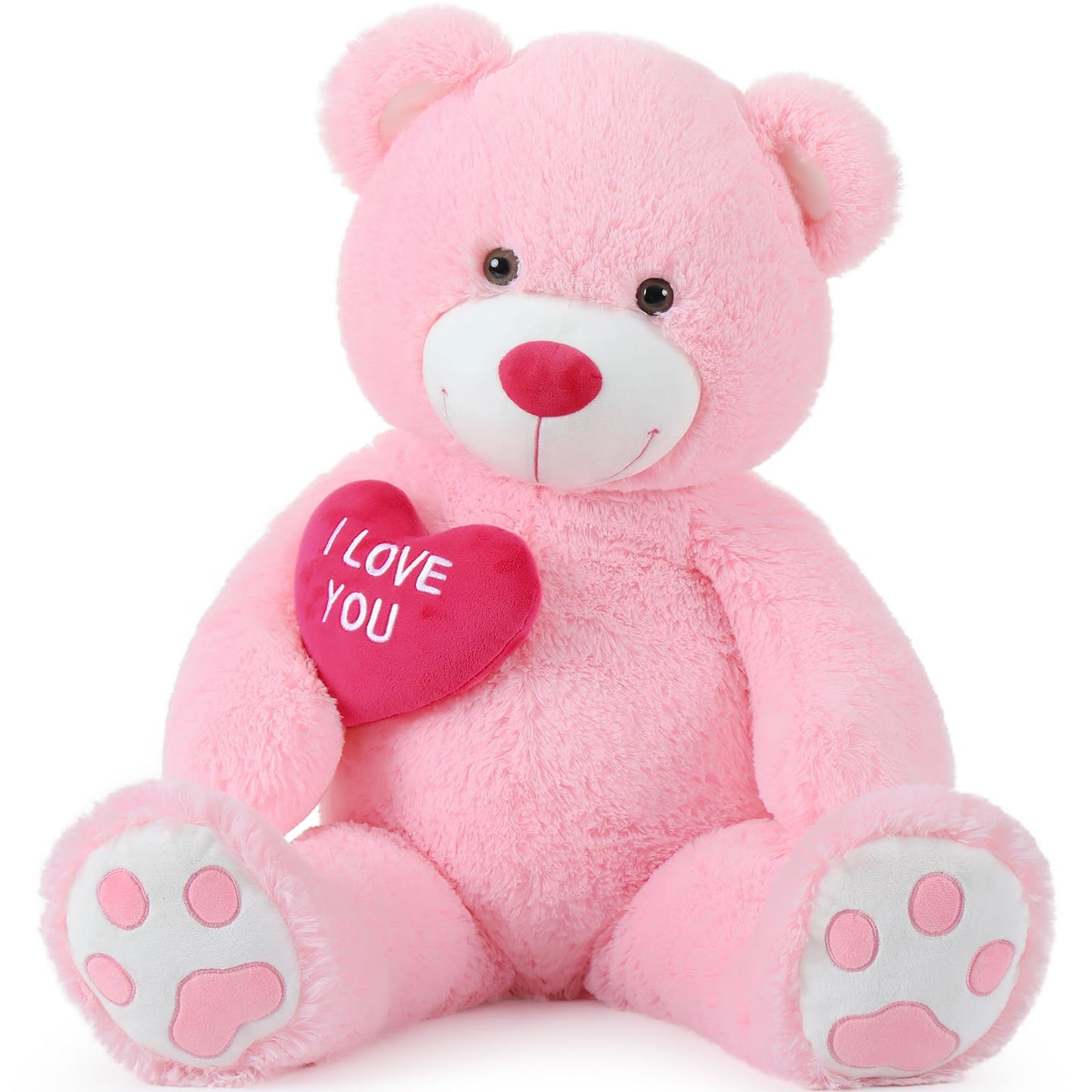 Beniny Red Heart Giant Teddy Bears, Big Teddy Bear Stuffed Animals With Embroidered I Love You For Girlfriend, Huge Valentines F