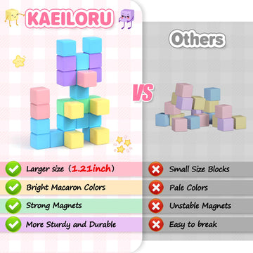 KAEILORU 45pcs Magnetic Building Blocks Set - Pastel Color STEM Toys for Toddlers, Perfect Christmas & Birthday Gift for Ages 1-5