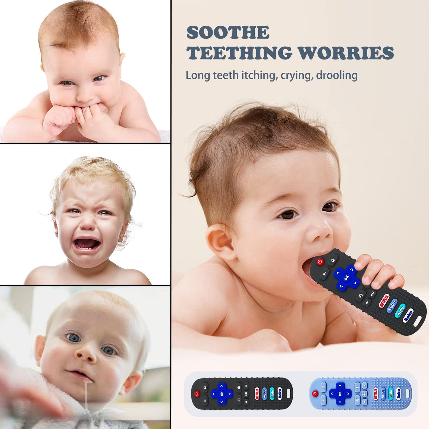 Yapromo Babay Teething Toys,Reomte Teether Toys, Silicone Chew Toy For Babies 18+ Months, Remote Control Shape Teething Toys, Early Educational Toy Bpa Free & Refrigerator Safe (Purple)
