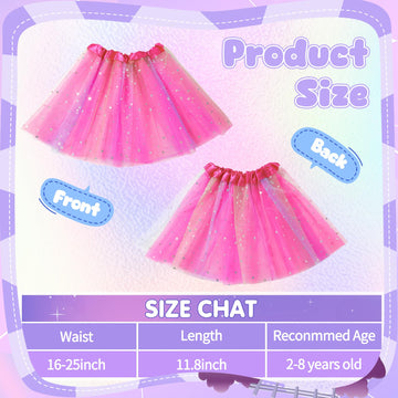 Hoemwarm 18 Pcs Rainbow Tutu Dresses for Toddler Girls, 3 Layers Toddler Tutu Skirt Princess Tutu Bulk Multicolor Fluffy Tulle S