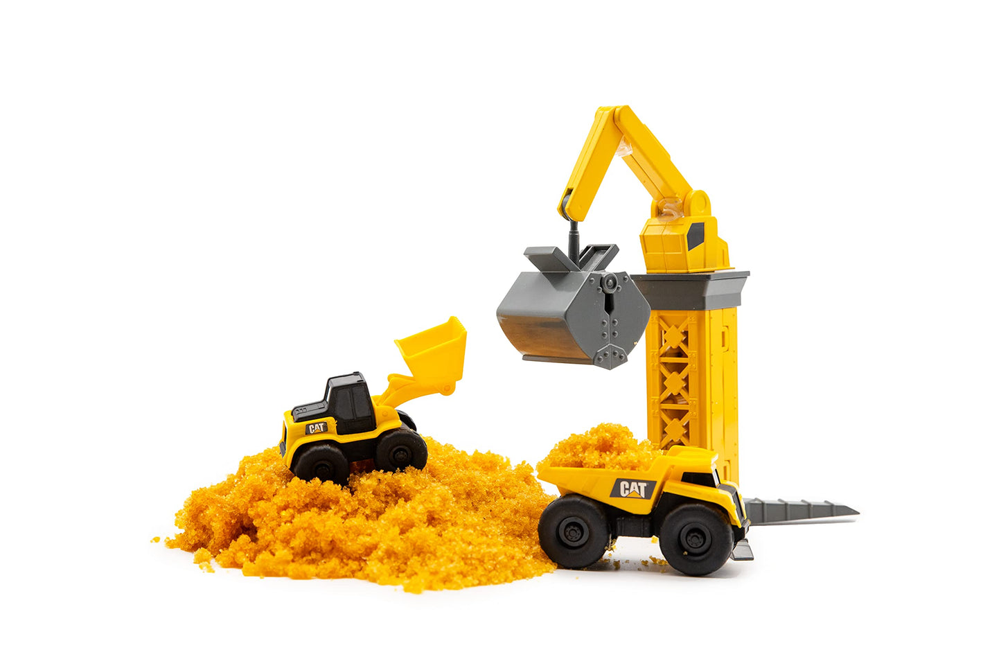 Cat Construction Toys Little Machines Ground Crew Playset With Insta-Dirt - Sensory Toys For Kids Ages 3 And Up - 15X Fast-Growing Dirt Compound & 2 Vehicles - Ideal Gift For Boys & Girls
