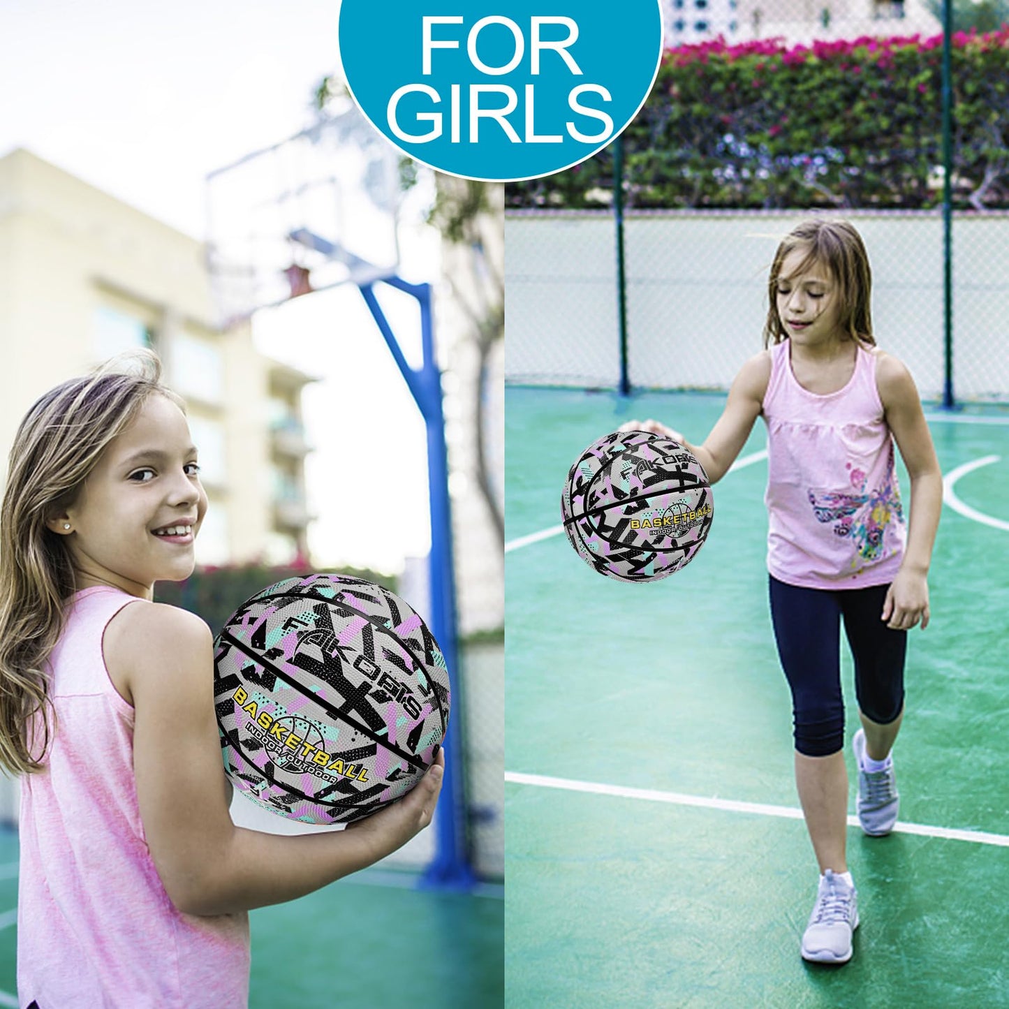 Fakofis Kids Basketball Size 3(22') Mini Basketball For Toddler Boys Girls Age 1 2 3 4 5 6,Pu Rubber Small Basketball Soft Touch For Indoor Outdoor Shoot And Dribble