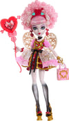 Monster High Scary Sweet Birthday Doll Cupid Asteria in Pink and Red Party Dress with Themed Accessories Like Invite Balloon Gift and More