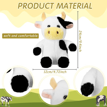 Wettarn 4 Pcs Cows Stuffed Animal Bulk 9.8'' Cow Plush Toy Cows Dolls Cute Soft Cuddly Cow Party Birthday Gifts Cow Party Decor
