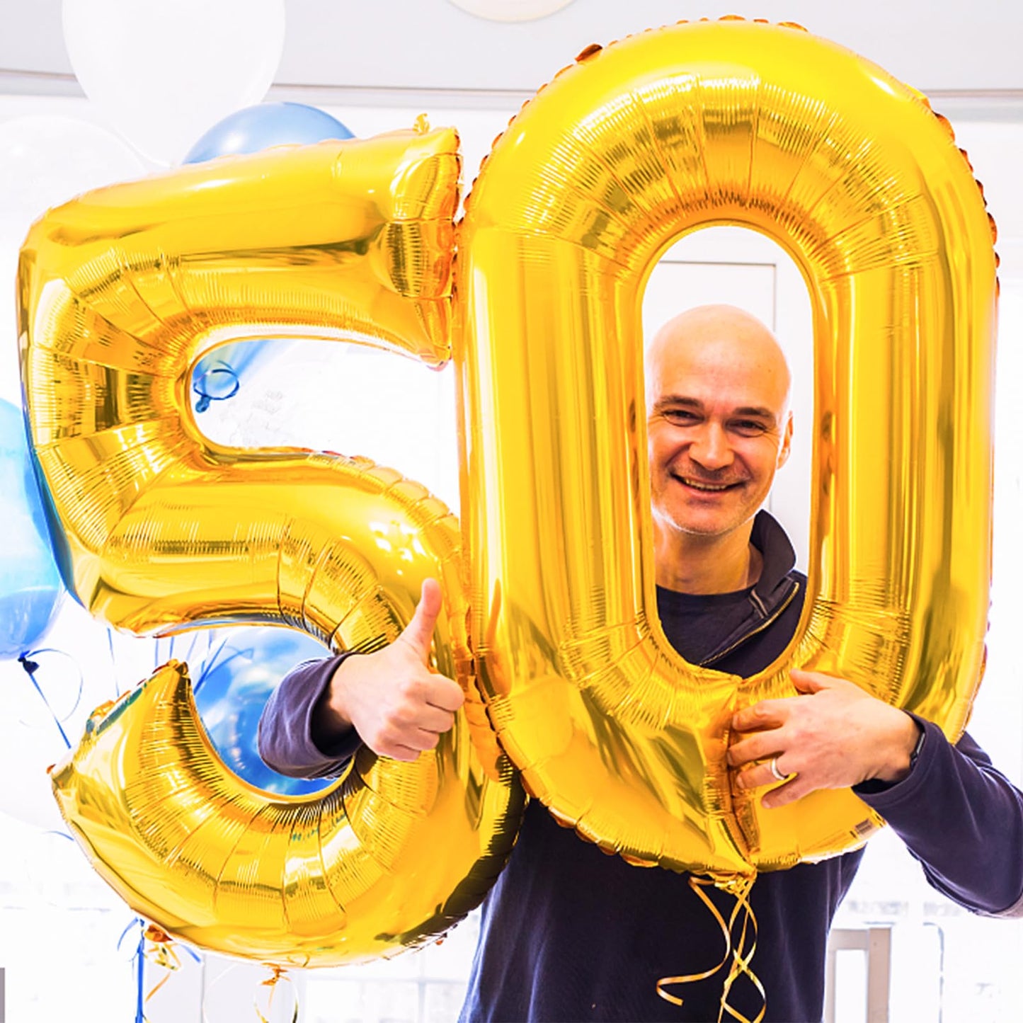 CZBZYMYYY 42" Gold 50 Balloon - Foil Mylar 50th Birthday Decoration, Anniversary Party Supplies