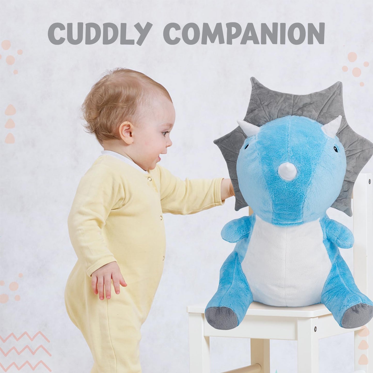 Marysun Large Stuffed Dinosaur, Plush Dino, Stuffed Triceratops Animal Toy, Valantine Gifts For Boys Girls Kids 20 Inches