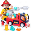 Toyrentto Educational Fire Truck Toy With Music & Lights - BumpAndGo Fire Engine For Toddlers 12-36Months - Ideal Birthday Gift