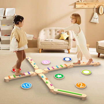 Haftkd Wooden Balance Beam, Perfect Toddler Indoor Activity To Improve Balance And Coordination Skills - Safe Non-Slip Obstacle