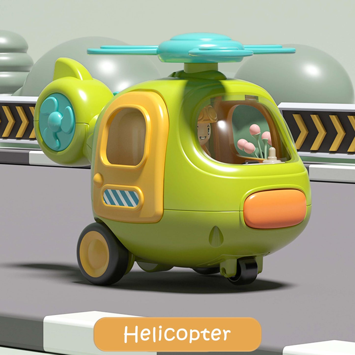 Ctffnny Friction Powered Push And Go Inertia Cars Small Helicopter Shape With Music Sound And Light Construction Vehicles Toys 1