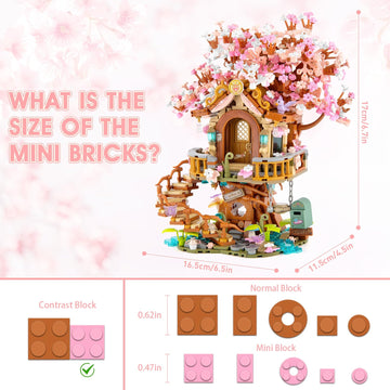 Vziimo Cherry Blossom Bonsai Tree Building Sets, Japanese Tree House Model Sets For Adults, 1149 Pcs Mini Bricks Creative Gifts