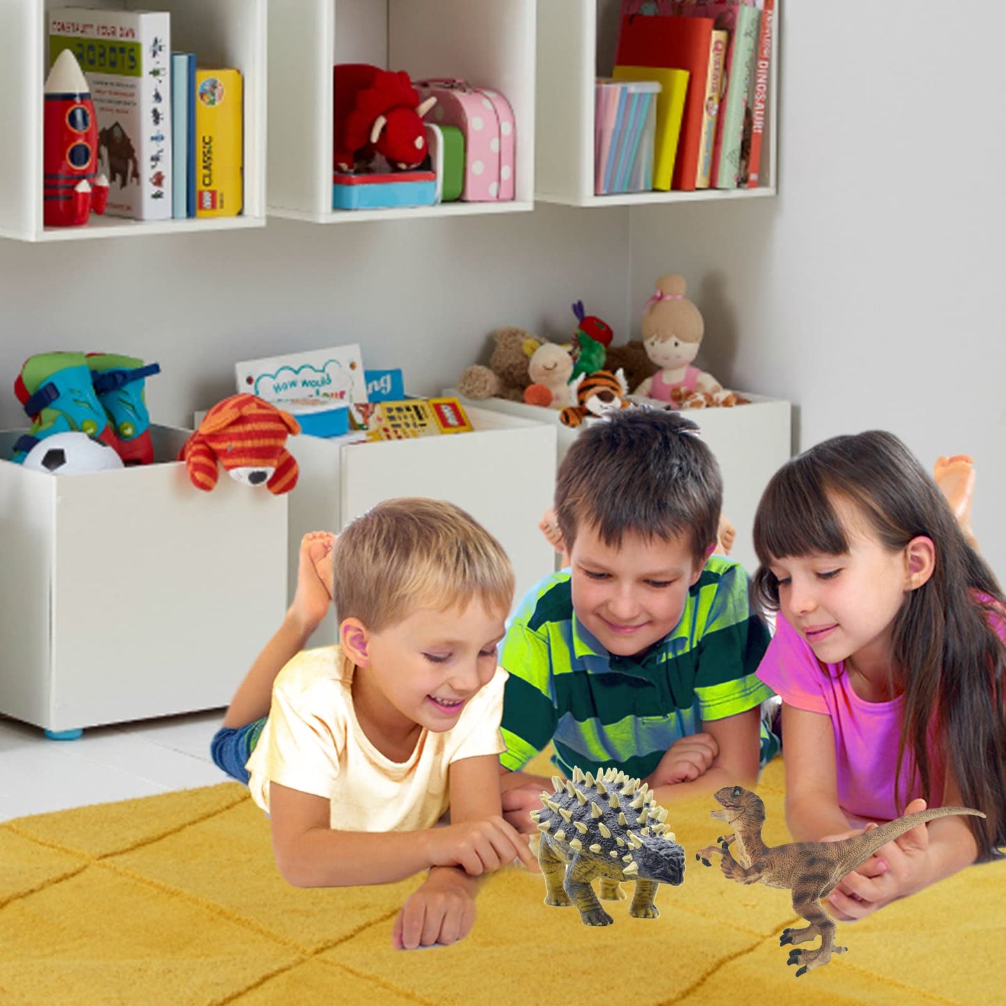 Gemini&Genius Ankylosaurus And Velociraptor Dinosaur Toys For Kids, Lifelike Dino Action Figures, Great For Collection Gifts, Cake Toppers, Toddler Stocking Stuffers, Kids Fun Party Favors