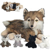 Youthfuljive 5 Pcs Wolf Stuffed Animal Set - 16" Plush Toys with 4 Baby Wolves in Zippered Pouch, Soft Fabric, Ideal Gift for Kids