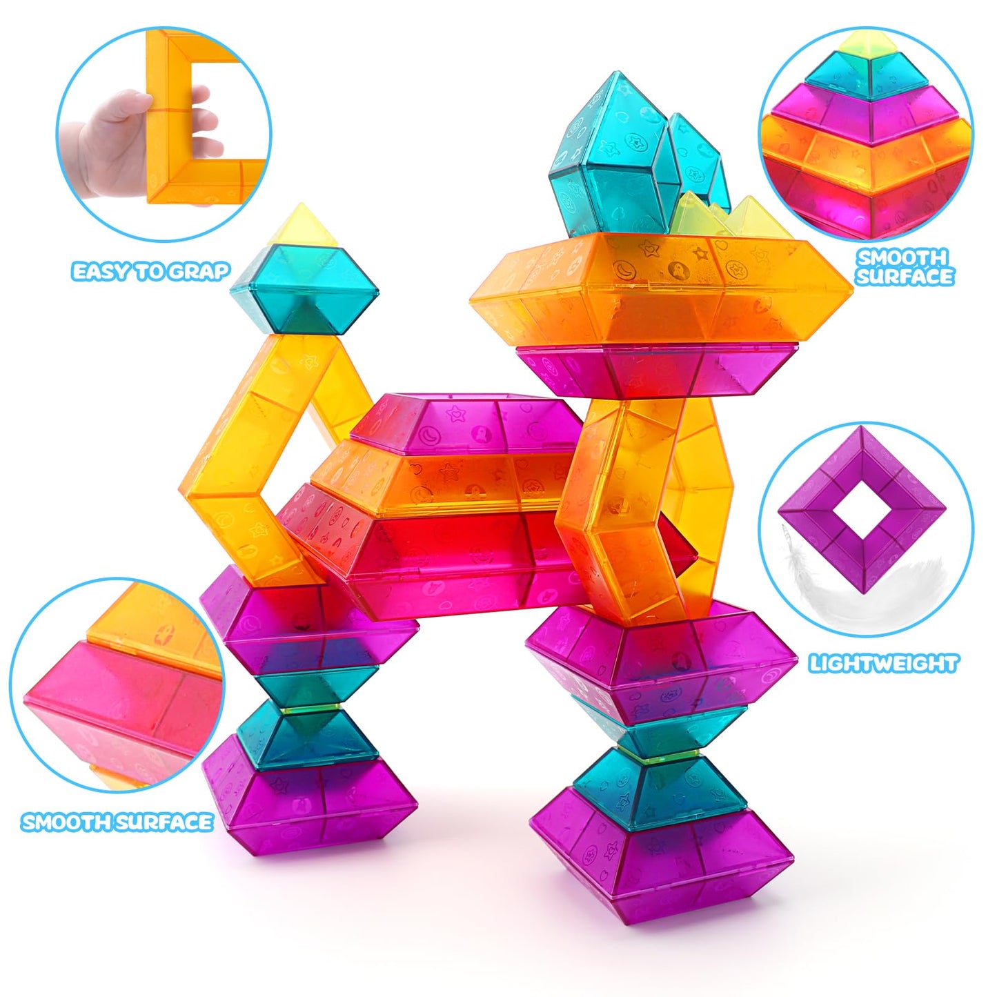 Building Block Sets For Toddlers 2 3 4 5 6 Year Old | 30 Pcs Pyramid Stacking Blocks Toys For Boys Girls | Stem Preschool Educat