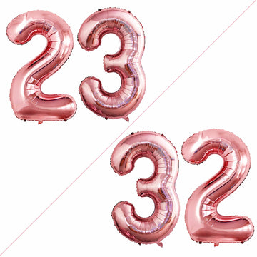 Goer Number 23 Balloons For 23Rd Birthday Party Decorations,42 Inch Jumbo Foil Helium 32 Balloons For 32Nd Birthday Party Decoration (Rose Gold)