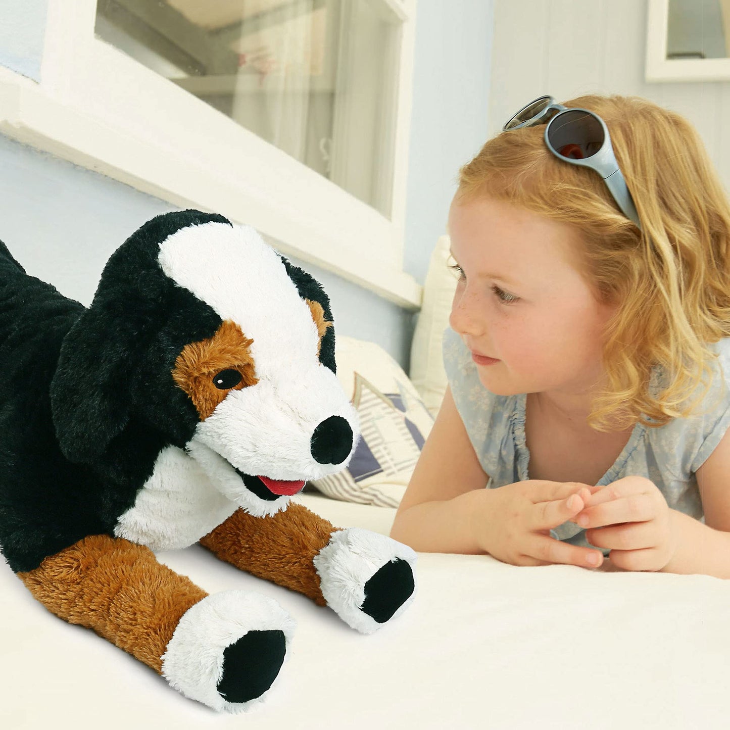Lotfancy Dog Stuffed Animal, 26 Inch Large Bernese Mountain Dog Plush Toy, Tricolor Dog Toy, Realistic, Cute Plushies Gifts, Eas