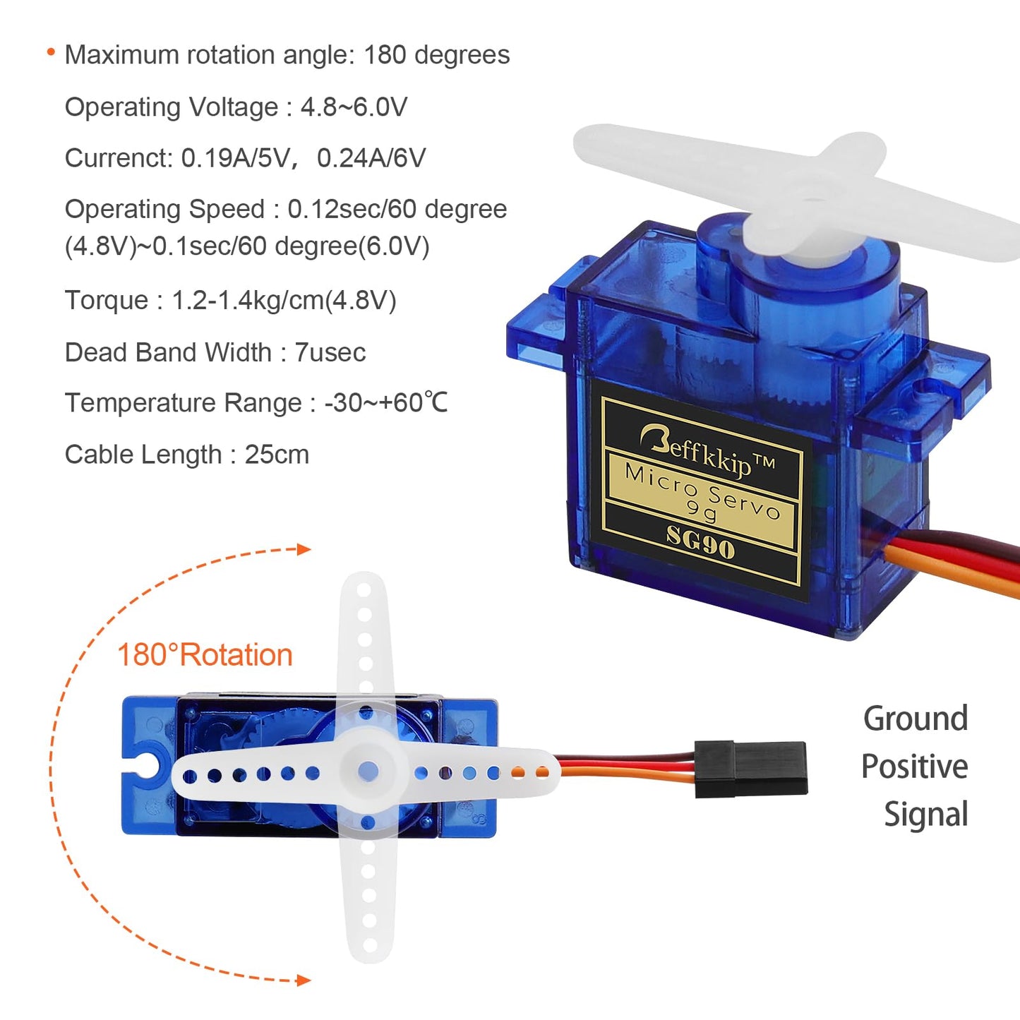 Beffkkip RC Servo 16Pcs SG90 9g Micro Servos Kit for RC Robot Helicopter Airplane Controls Car Boat Mini Servo Motor for Arduino