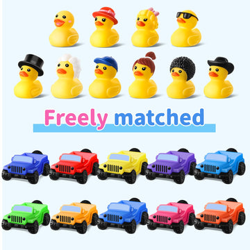 ANGGIKO 20 Pcs Jeep Ducks Rubber Ducks, 2.8 Inch Multicolor Assortment, Perfect for Ducking, Birthday Gifts, Baby Bath Toy
