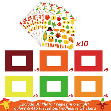 Chiazllta 30 Packs Fall Picture Frame Craft Kits For Kids, Thanksgiving Diy Pumpkin Maple Leaf Turkey Craft Autumn Holiday Art F