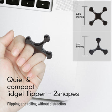 MAKWEN Metal Finger Fidget Flipper 2-Pack - Quiet Premium Fidget Toys for Adults - Black Nickle - Perfect Stocking Stuffer & Gift Idea
