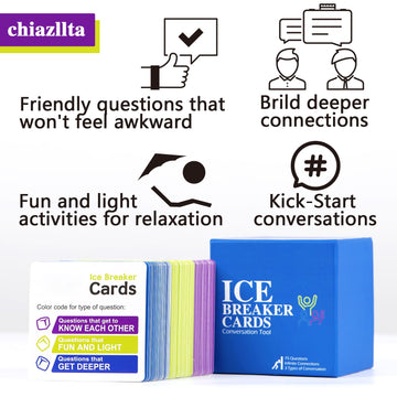 Chiazllta 87 Conversation & Connection Cards, Icebreaker Team Building Games For Meetings Work, Trust Activities At Workplace Ad