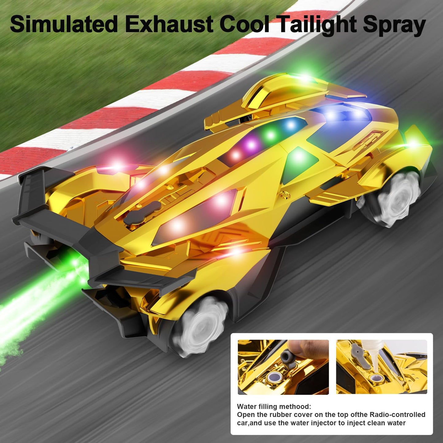 Lamborghini Remote Control Car Toy for Boys Age 8-12 , 1:12 Scale Gold Lambo Toy Car with 360Rotating Drifts Car Colorful Lights