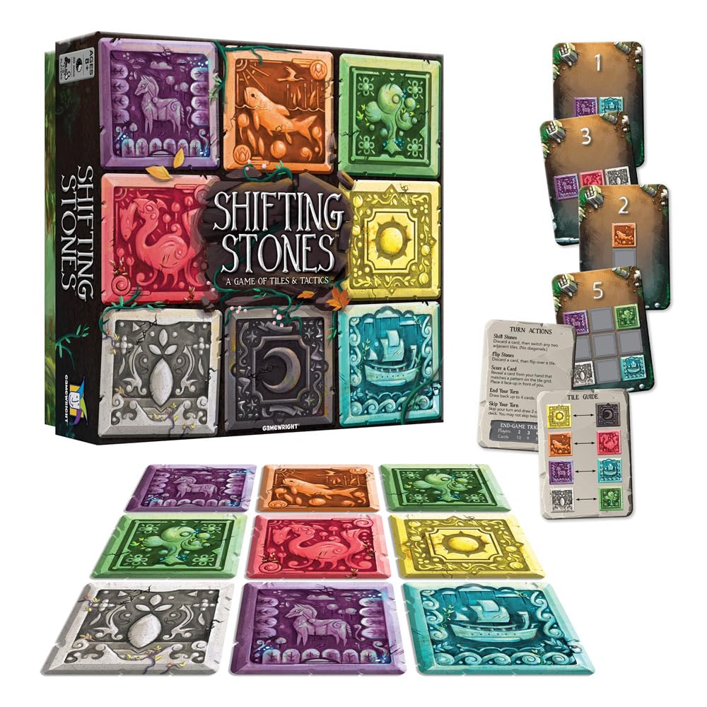 Gamewright Shifting Stones Strategy Game - Visual Decision-Making, Multicolor, Ages 8+, Model 119, Tile & Card Game