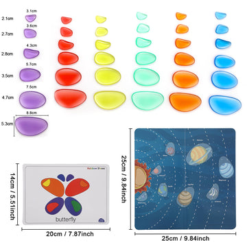 Odoorgames 36 Pcs Translucent Pebbles, Rainbow Stones,Light Table Manipulatives Preschool,Light Table Accessories, Includes 24 A