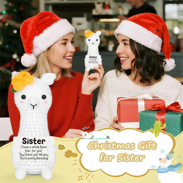 Christmas Sister Gifts from Sisters Birthday Stocking Stuffers Sister Gifts for Women Girls mature-themed I Love You Sister in Law Bestie Soul Sister Gifts Presents Small Cute Handmade Knitted Crochet Llama