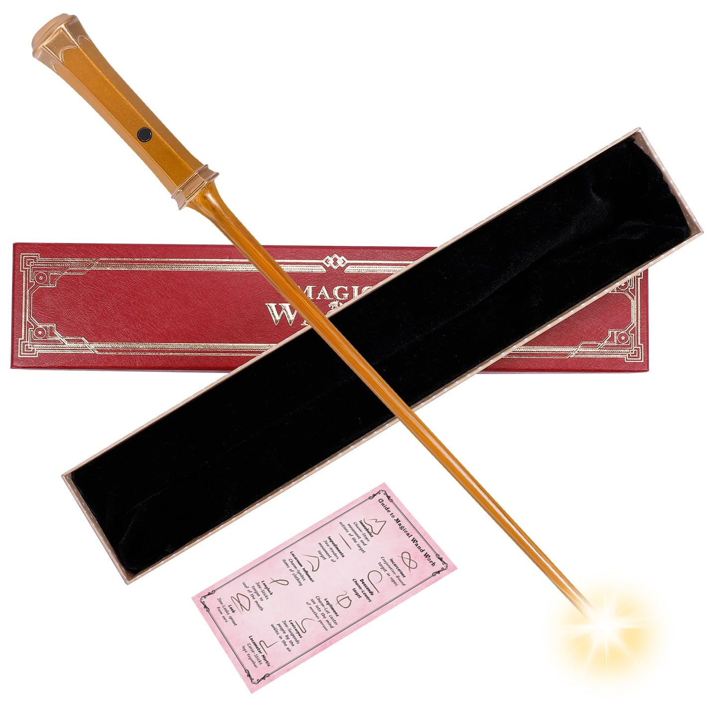 Light Up Magic Wizard Wand Rechargeable Illuminating Golden Wands For Witches Kids Boys Girls Party Gift, Lamp
