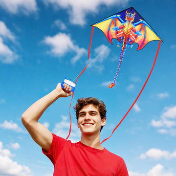 HONBO Dragon Kites for Adults - Easy to Fly Large Kites for Kids ages4-12,Beginner Kite with 200ft String & Storage Bag,