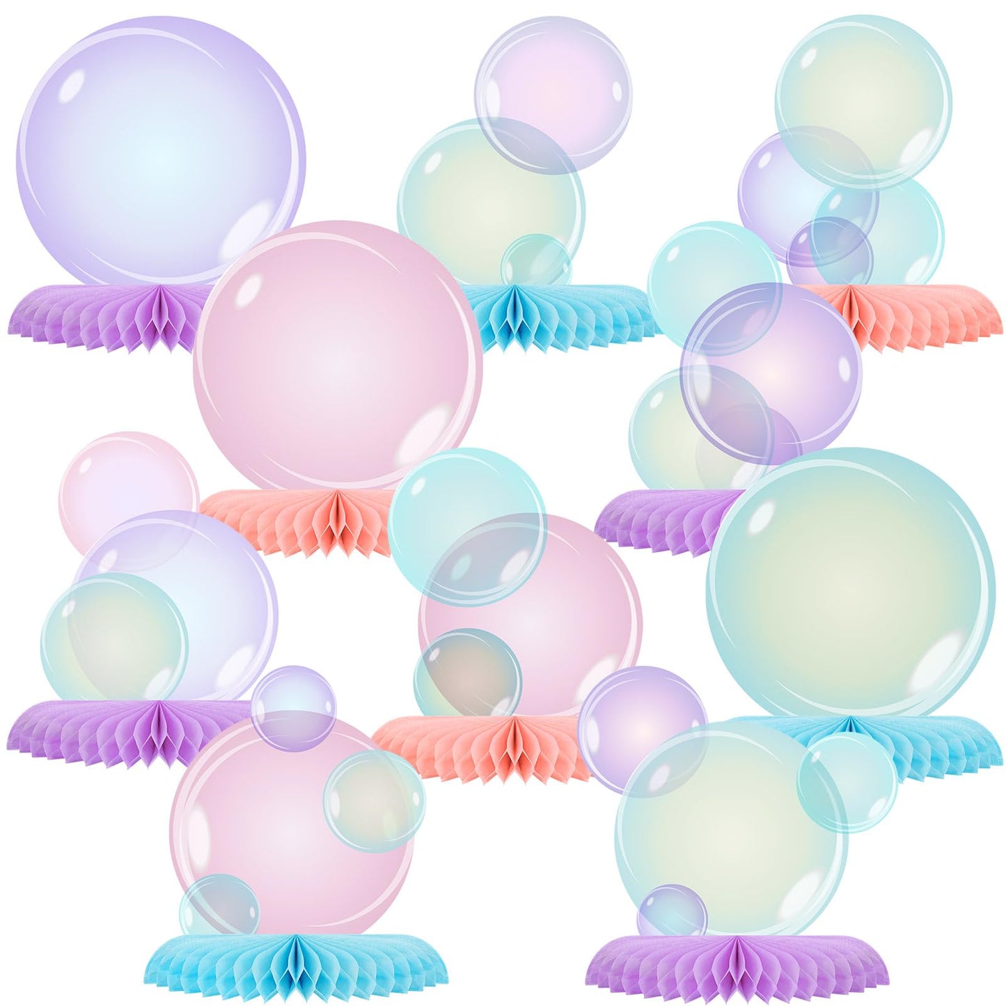 Weekgrat 10 Pcs Bubble Centerpieces Under The Sea Party Honeycomb Decorations Mermaid Birthday Table Decorations for Ocean Beach