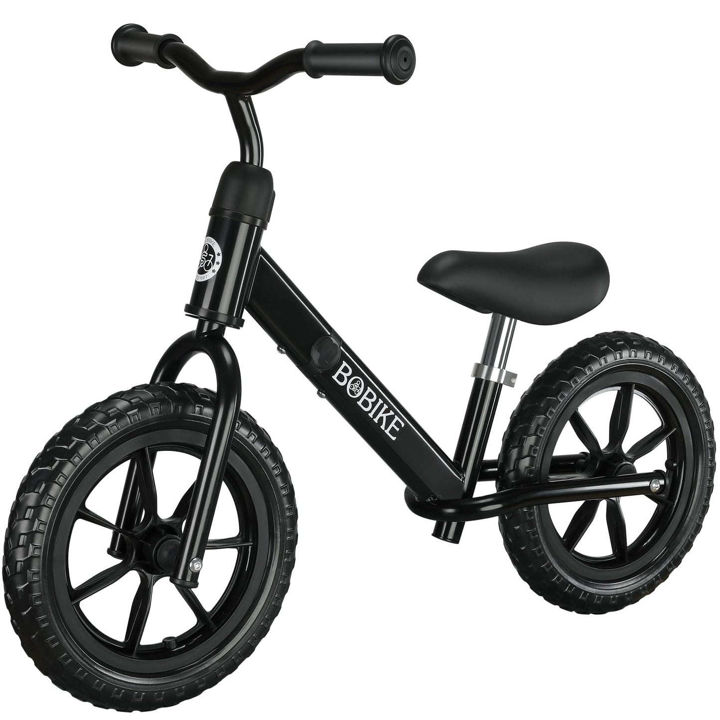 Bobike Toddler Balance Bike Toys For 2 To 5 Year Old Girls Boys Adjustable Seat And Handlebar No-Pedal Training Bike Best Gifts For Kids (Black)