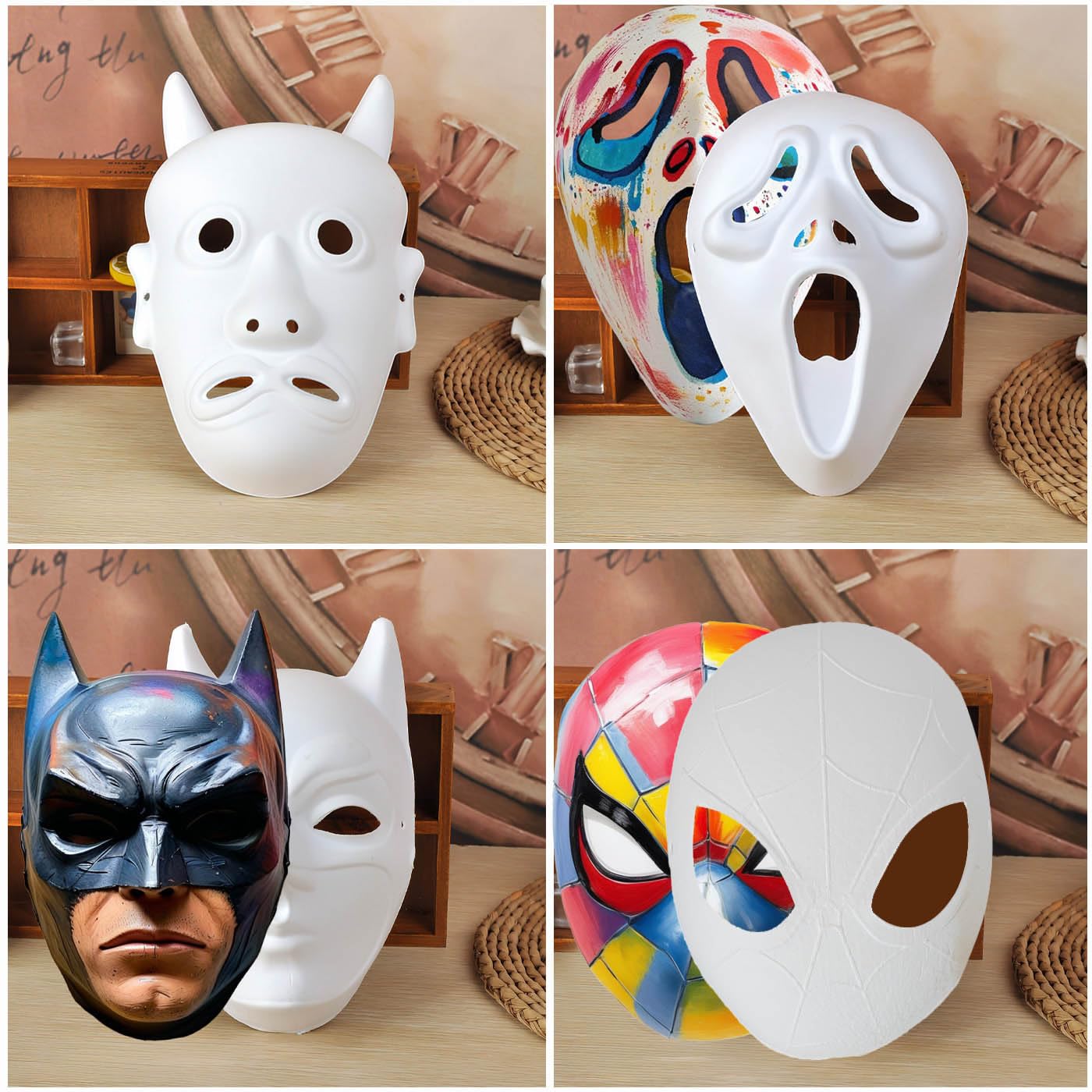 Lynkaye White Plain Masks,16 pcs DIY Unpainted Masquerade Masks Craft Mardi Gras Dance Cosplay Party Mask Costume (16 Pcs) (16pc