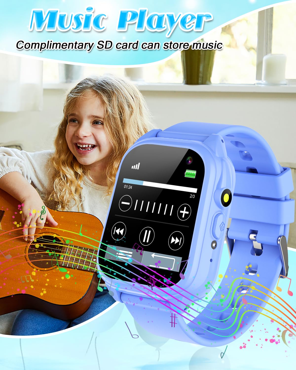 Waterproof Smart Watch For Kids 3-12 Years Old Boys Learning Toys With 26 Games, Video Camera, Pedometer, Music Player, Alarm Cl