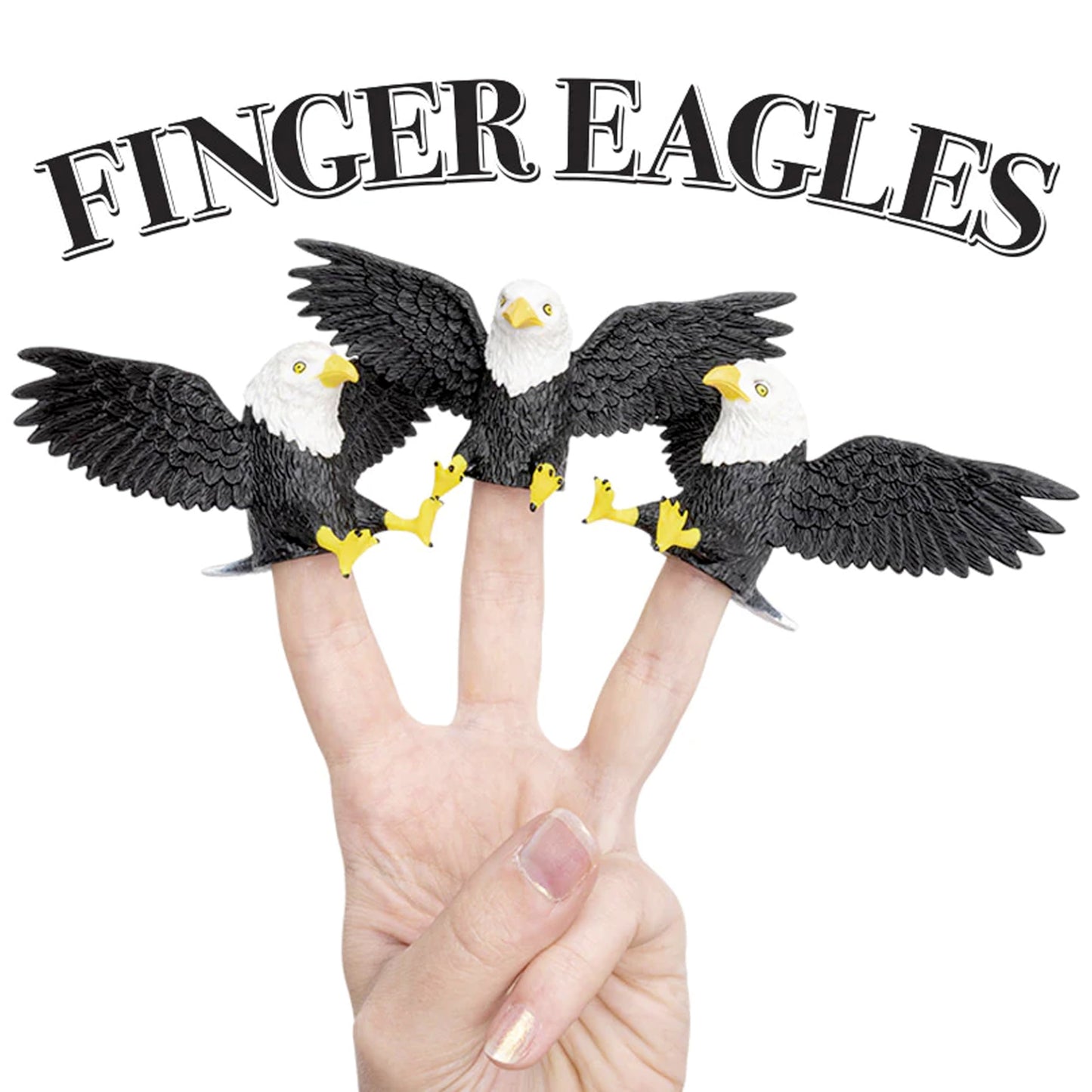 Archie Mcphee Finger Bald Eagles - Set Of 3 Majestic Bald Eagle Finger Puppets: Perfect For Usa'S Patriotic Puppetry