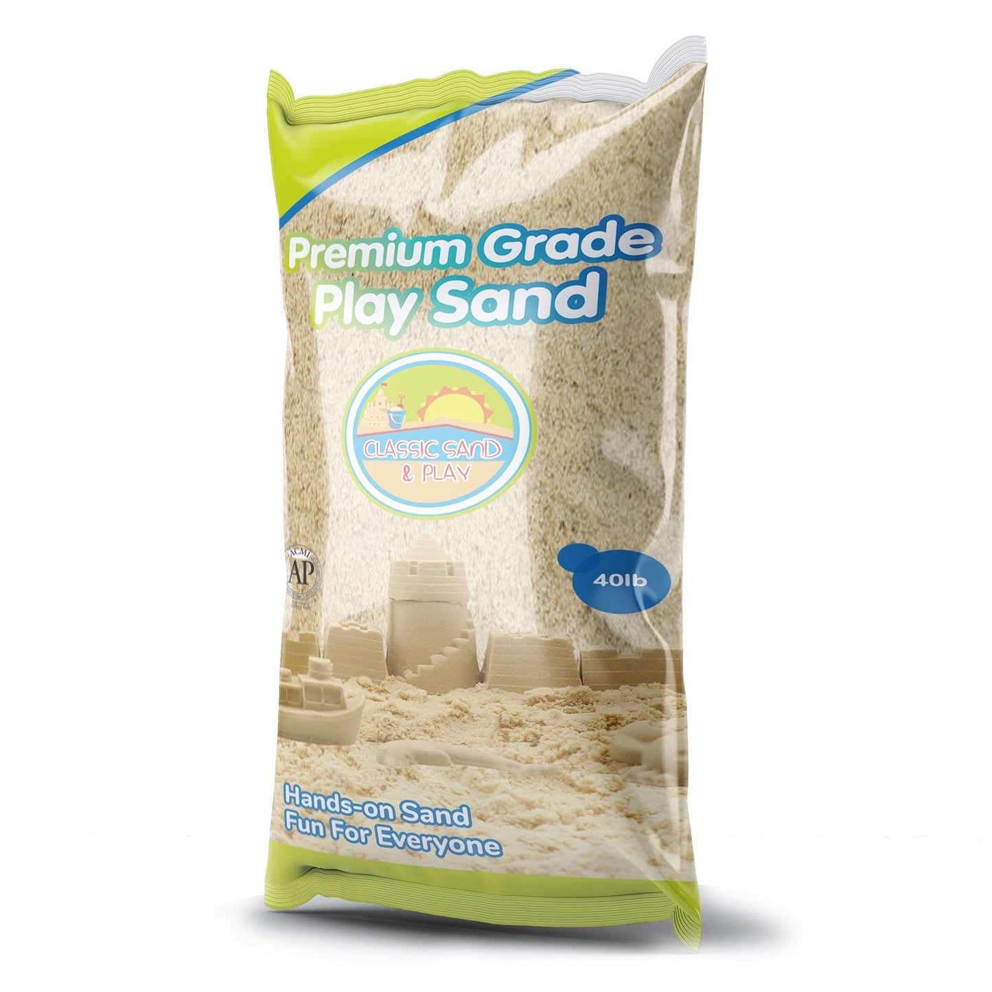 Classic Sand And Play Sand For Sandbox, Table, Therapy, And Outdoor Use, 40 Lb. Bag, Natural, Non-Toxic, Wet Castle Building For